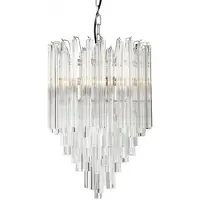Casa Padrino Suspension de style Art Déco – Design en forme de stalactite, en verre et en acier inoxydable, hauteur 61,5 cm, diamètre 42 cm