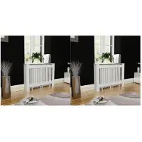vidaXL Couverture de radiateur 2 pcs. MDF blanc 112 cm