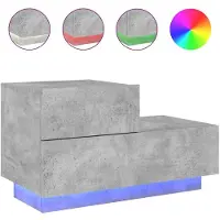 vidaXL Table de chevet avec lumières LED gris béton 70x36x40,5 cm