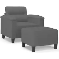 vidaXL Fauteuil avec pouf gris foncé 60 cm Tissu microfibre