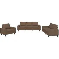 vidaXL Ensemble de canapés 3 pièces brun tissu