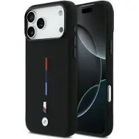 BMW Coque iPhone 17 Pro Max MagSafe silicone noir logo tricolore métal
