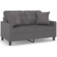 vidaXL Canapé 2 places avec oreillers gris 120 cm similicuir