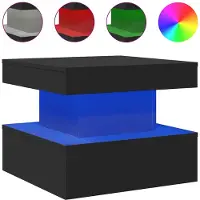 vidaXL Table basse avec lampes LED Noir 50x50x40 cm