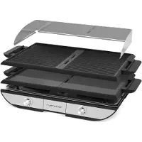 Riviera & Bar Combiné Plancha-Gril QPL700 2300 W Noir et Argent