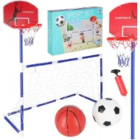Kik But de football, panneau de basket-ball, jeu de basket-ball, jeu 2 en 1, 2 ballons, pompe