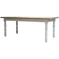 Casa Padrino Table de salle à manger , style rustique, blanche/tons naturels, 200 x 90 x H. 75 cm - Table en bois massif au design champêtre
