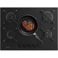 Cecotec Table de cuisson à gaz 5 brûleurs Bolero Squad G 5400S Nano Glass. 10,4kW, Nano Glass, grilles en fonte, triple brûleur WOK
