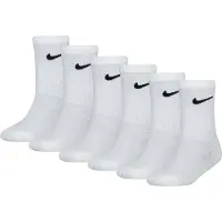 Nike Kids Kids Crew 6 Pack Unisexe - Chaussettes, Blanc - Taille 23.5 - 27 - Coton