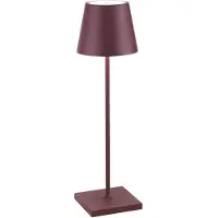 Zafferano Lampe De Table Led Poldina Pro Bordeaux Rechargeable Dimmable Autonomie Jusqu'À 12 H Ip65 Usage Extérieur