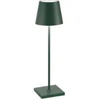 Zafferano Lampe De Table Led Poldina Pro Dark Green, Rechargeable Et Dimmable, Avec Une Autonomie Allant Jusqu'À 12 Heures.