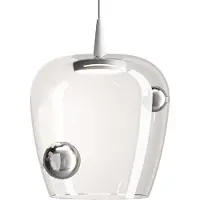 Zafferano Suspension Bilia 27Cm Led 8W 3000K Blanc Argent - Design En Verre Borosilicaté Soufflé À La Bouche Pour Intérieurs Modernes