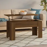 vidaXL Table basse brun aspect chêne 101x49x52 cm Bois composite - Table basse - Tables basses - Table basse réglable en hauteur - Table d'appoint