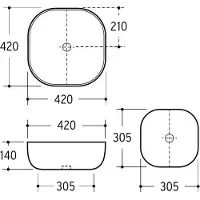 BEITZ & Walz AqvaCeramica : vasque à poser « Schale » sans rebord, 420 x 420 mm, blanche