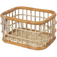 Basil Panier à vélo Green Life Rattan L 46x35x28cm, brun naturel, à larges mailles