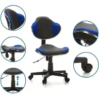 Hjh OFFICE Chaise tournante pour enfants KIDDY GTI-2 Chaise de bureau pour enfants réglable en hauteur sans accoudoirs Tissu