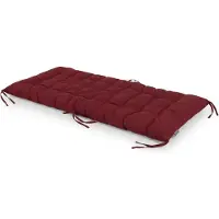 Relaxdays Coussin de banc , 160 x 50 cm, rembourré, matelassé, avec rubans, pour l'extérieur, coussin de banc pour banc de jardin ou palettes, rouge