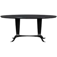 Casa Padrino Luxus Esstisch Schwarz / Silber 176 x 87 x H. 78 cm - Table de salle à manger ovale en bois massif - Meubles de salle à manger modernes - Collection de luxe