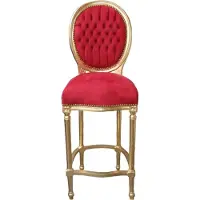 Casa Padrino Baroque Chaise de Bar Bordeaux Rouge / Or - Chaise Haute Chaise de Bar - Meubles de Club