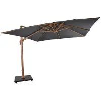 Casa Padrino Luxus Ampelschirm mit Ständer Braun / Grau 300 x 300 cm - Parasol de jardin imitation bois - Parasol de terrasse - Parasol de balcon - Accessoires de jardin terrasse balcon