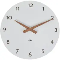 Alba Horloge murale en bois "HORMILENA", horloge à quartz, blanc Boîtier en MDF, aiguilles en bois (30 cm)