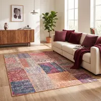 FRAAI Tapis patchwork | Moods Rustique No. 16 | 230x330cm | Rouge | Rectangulaire | Tapis