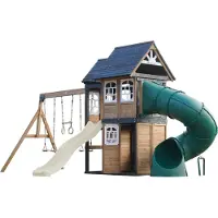 Axi Noud Aire De Jeux En Bois, 2 Balançoires, Toboggan Tubulaire Et Toboggan Crème | Maisonnette Xxl Pour Enfants Avec Structure D'Escalade Et