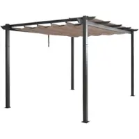 Mendler Pergola En Aluminium Hwc-N93, Pavillon De Jardin Pavillon De Jardin, Structure Stable De 8cm Toit Coulissant Uv50+ 3x4m Taupe