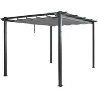 Mendler Pergola En Aluminium Hwc-N93, Pavillon De Jardin Pavillon De Jardin, Structure Stable De 8cm Toit Coulissant Uv50+ 3x4m Gris