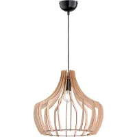 TRIO Wood -riippuvalaisin, E27, 44 cm, ruskea