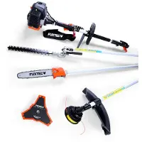 FUXTEC 4in1 Essence Multigarten FX-MT152 - 52ccm³ | 3CV | 2 temps | Easy Starter | 7,2Kg | 9 dents Tondeuse à gazon | Elagueuse sur perche | Cisaille à haies