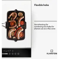 Klarstein DualTone Hybrid Plaque Cuisson à Induction - 4 Zones, 7200 W, Flex Zone,par Curseur, Fonction Booster & Minuterie, Cadre Aluminium, Blanc, 60 cm