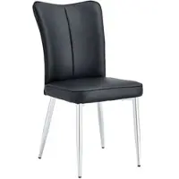 MODFU , ensemble de 2 chaises de salle à manger, couleur noire, chaise de cuisine avec dossier et pieds antidérapants réglables (pieds en métal argenté)