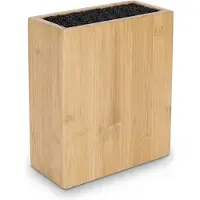 Relaxdays Bloc à couteaux vide, en bambou, avec insert en poils, H x l x P : 26 x 23 x 11,5 cm, rangement pour couteaux, naturel/noir