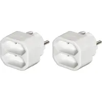 Hama Adaptateur secteur 2 compartiments, 2 prises Euro, dble pack, blc