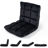 Costway Chaise de sol avec dossier réglable, fauteuil de sol rembourré, coussin de sol pliable, chaise de méditation, fauteuil de relaxation, coussin thaï, noir