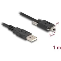 DeLOCK USB 2.0 Type-A, mâle vers Type-Mini-B, mâle, avec vis 1 m, Noir, 1 m, USB A, Mini-USB B, USB 2.0, 0,48 Gbit/s, Noir