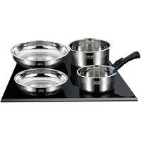 Arthur Martin Ensemble de casseroles et poêles pour induction – – AM0006 – Acier inoxydable 18/10 – 10 pièces – Poignées amovibles