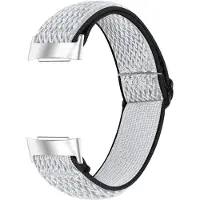 INF Bracelet de montre pour Fitbit Charge 5 en nylon et acier inoxydable Gris / Noir