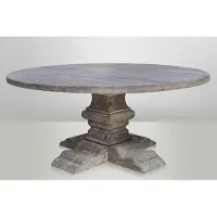 Demotex GmbH Casa Padrino Table de salle à manger ronde en chêne rustique gris - Table de style baroque en chêne massif