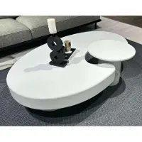 Casa Padrino Table basse de luxe avec table d'appoint Blanc 171 x 110 x H. 35,5 cm - Table de salon ovale avec table d'appoint - Meubles de salon - Meubles de luxe - Ameublement de luxe
