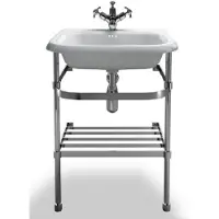 Casa Padrino Art Nouveau lavabo sur pied pierre naturelle blanche / acier inoxydable L 55cm - Art Deco lavabo baroque style antique