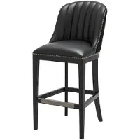 Casa Padrino Chaise de Bar Noir 49,5 x 61 x H. 115 cm - Tabouret de Bar de Luxe avec Dossier