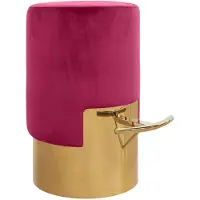 Casa Padrino Tabouret de bar de luxe framboise / or Ø 46 x H. 76 cm - Meubles de bar