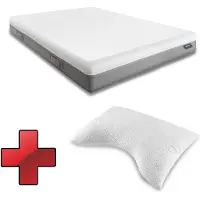 Sleezzze Matelas viscoélastique Sleezzz Premium, dimensions 140 x 200 cm, hauteur 20 cm, fermeté H2/H3, avec poignées de transport + Oreiller ergonomique Sleezzz Cool Gel, dimensions 40 x 60 x 16 cm