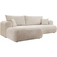 Selsey Ovo Cord - Canapé d'angle avec fonction sommeil, coffre de lit, tissu velours côtelé, gauche, beige clair