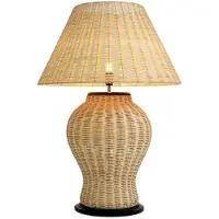 Casa Padrino Lampe de table de luxe en rotin naturel / noir Ø 66,5 x H. 96,5 cm