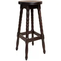 Casa Padrino Tabouret de bar Art Nouveau Marron foncé H. 80 cm - Chaise de bar ronde en bois massif