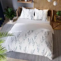 MARKIZETA HOME Linge de lit, parure de lit en satin de coton 160 x 200 Sela Fleurs bleues