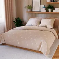 MARKIZETA HOME Linge de lit, parure de lit en satin de coton 160 x 200, Velora Beige, motifs floraux